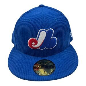 New Era 59Fifty Montreal Expos Fitted Hat Cap Size 7 Blue Corduroy MLB Throwback